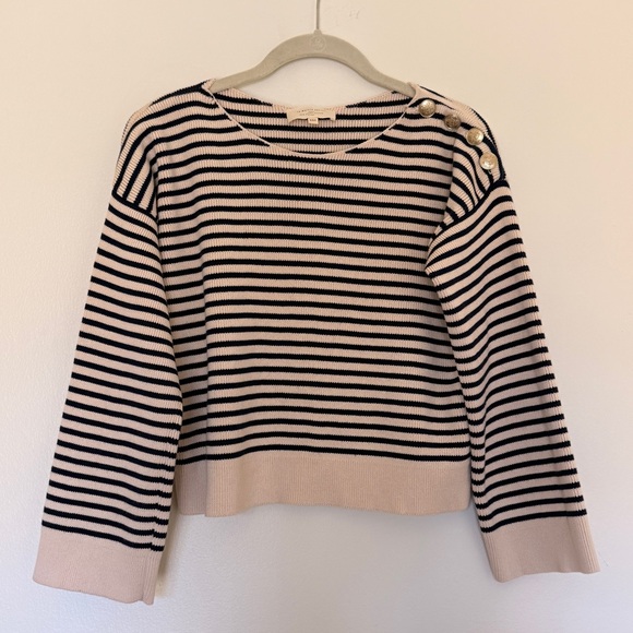 Sezane Sweaters - Sezane Daisy Jumper Natural / Navy - Size XXS